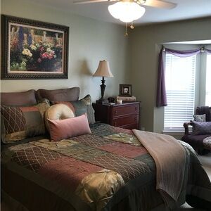 Vera Wang Green/Purple Color Block Comforter/Shams/Euro Shams/3 Valances